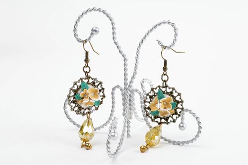 Elegant unusual necklace handmade stylish earrings beautiful jewelry - MADEheart.com