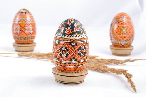 Painted Easter goose egg with deers - MADEheart.com