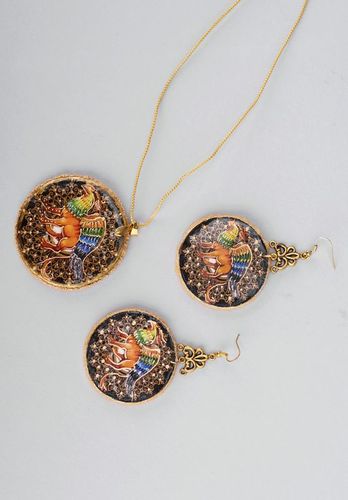 Jewelry set (earrings+pendant) Griffon - MADEheart.com
