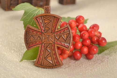 Handmade cross necklace for women wooden jewelry designer accessories gift ideas - MADEheart.com