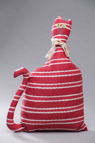 Handmade interior cotton pillow pet in the shape of red striped cat - MADEheart.com