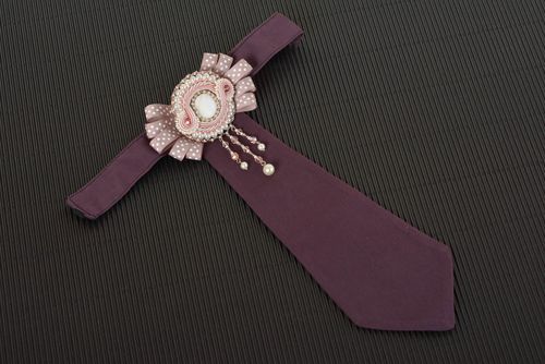 Soutache jewelry handmade tie necklace with crystal silk jewelry for women - MADEheart.com