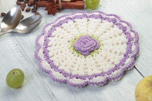 Beautiful handmade pot holder unusual crochet potholder kitchen design  - MADEheart.com