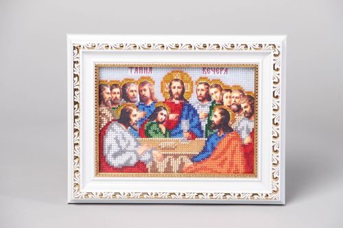 Bead embroidered icon The Lords Supper - MADEheart.com