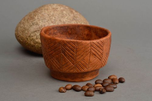 Handmade small ceramic bowl unusual stylish kitchenware plate made of clay - MADEheart.com