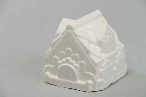 Handmade plaster blank figurine of house for painting - MADEheart.com