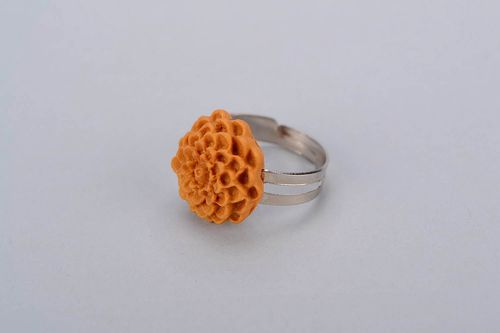 Ring with polymer clay Chrysanthemum - MADEheart.com