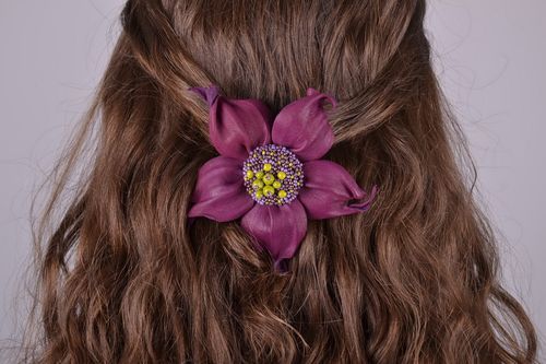 Barrette brooch Purple Flower - MADEheart.com