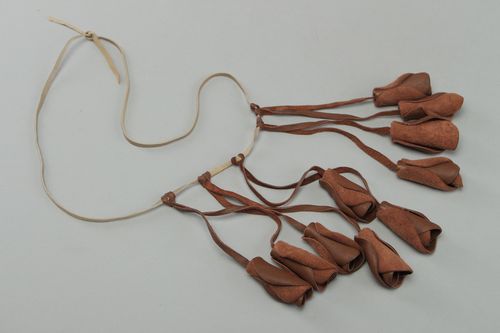 Handmade natural leather and wood necklace  - MADEheart.com