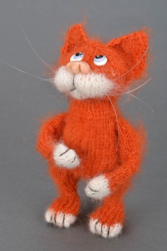 Hand crochet soft toy Red Cat - MADEheart.com