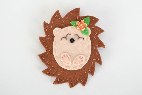 Nice handmade felt brooch in the shape of hedgehog for children - MADEheart.com