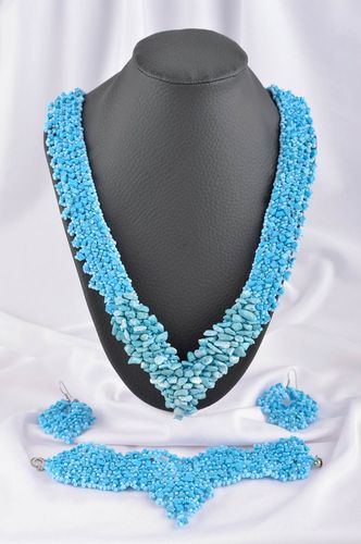 Unusual handmade jewelry set beaded earrings bead necklace bracelet designs - MADEheart.com