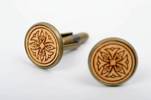 Handmade wooden cufflinks on metal basis designer special present for men - MADEheart.com