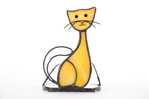 Stained glass candlestick Cat - MADEheart.com