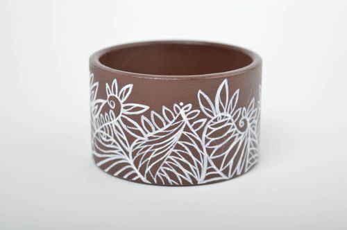 Brown painted bracelet handmade wrist bracelet wooden accessories women jewelry  - MADEheart.com