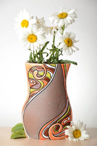 10 inches ceramic brown vase for home décor 2,6 lb - MADEheart.com