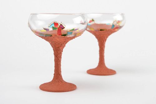 Handmade champagne stemware designer decorative glass celebration accessory - MADEheart.com