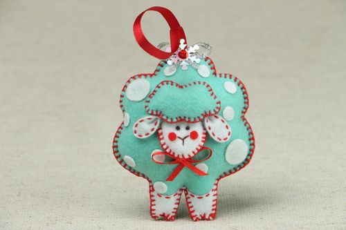 Soft New Years decoration Turquoise Sheep - MADEheart.com