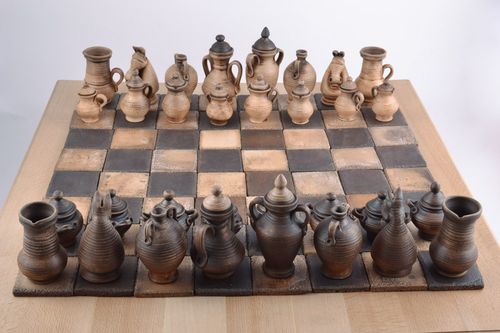 Collectible gift handmade designer ceramic chessmen for game - MADEheart.com