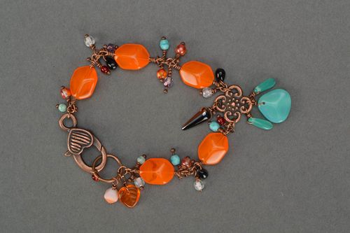 Handmade Czech glass bracelet female beautiful summer accessory for girls - MADEheart.com
