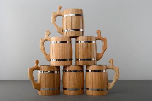 Wooden beer mug set - MADEheart.com