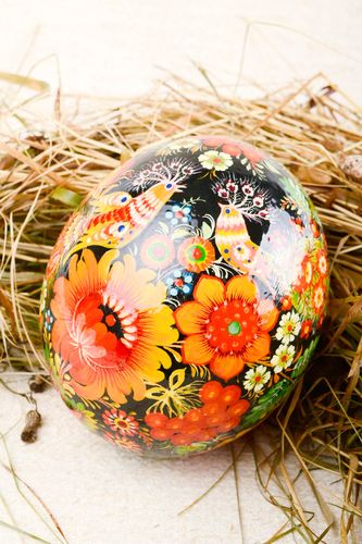 Handmade Easter decor element stylish ostrich painted egg decorative use only - MADEheart.com