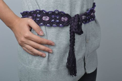 Macrame woven belt handmade beaded belt macrame accessories women belt - MADEheart.com