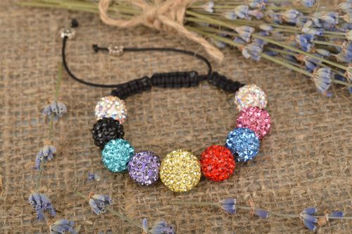 Stylish homemade braided bracelet textile wrist bracelet with beads gift ideas - MADEheart.com