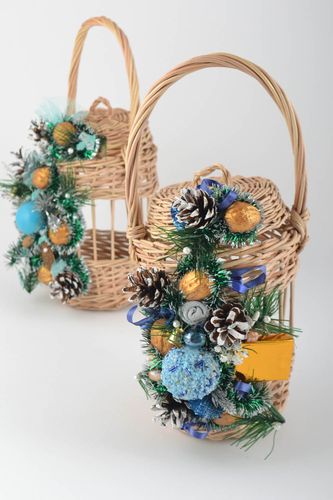 Beautiful handmade designer woven Easter basket with handle and lid - MADEheart.com