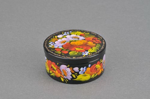 Round wooden box Flowers and arrow wood - MADEheart.com