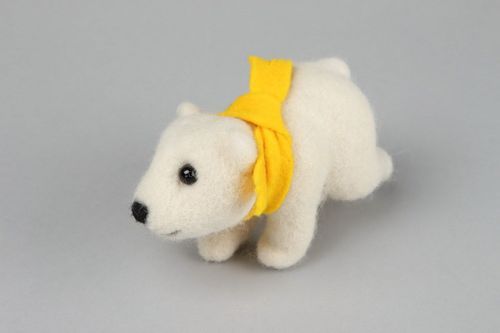 Soft toy made from wool White bear, felting - MADEheart.com