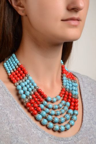 Bead necklace handmade jewelry stone necklace ethnic jewelry turquoise necklace - MADEheart.com