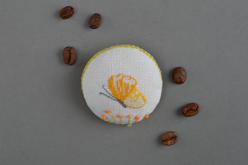 Soft textile brooch handmade embroidered accessory unusual jewelry for clothes - MADEheart.com