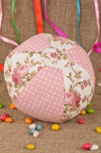Beautiful gentle pink handmade fabric soft toy ball for children and interior - MADEheart.com