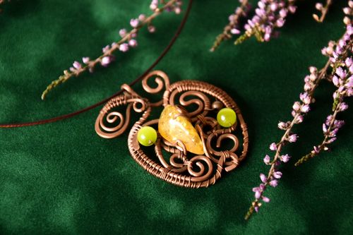 Copper pendant handmade copper wire jewelry stylish accessories for women - MADEheart.com