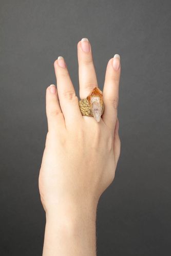 Handmade ring polymer clay jewelry ring gift amber ring beautiful handmade ring  - MADEheart.com