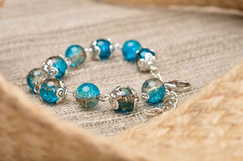Handmade elegant blue bracelet designer glass jewelry feminine bracelet - MADEheart.com