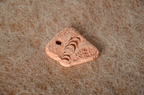 Small handmade ceramic blank pendant of unusual shape DIY jewelry  - MADEheart.com