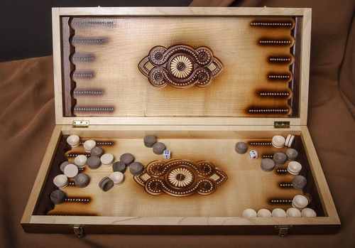 Wooden carved backgammon - MADEheart.com