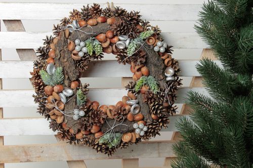 Unusual handmade Christmas wreath wall hanging door wreath decorative use only - MADEheart.com
