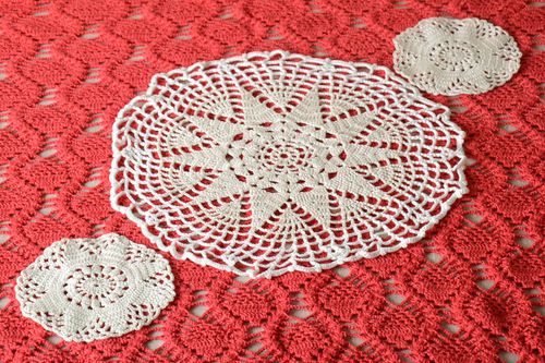 Handmade crocheted napkin table white napkins home decor kitchen ideas - MADEheart.com