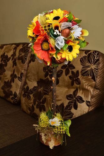 Handmade topiary with artificial flowers decorative use only gift ideas - MADEheart.com