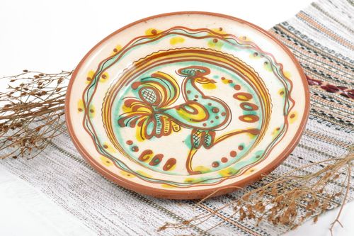 Ceramic plate with glaze painting decorative handmade beautiful interior pottery - MADEheart.com