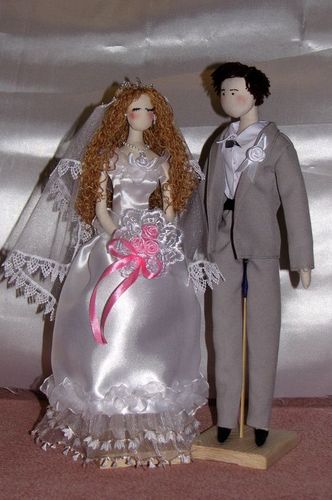 Handmade designer fabric soft dolls Newlyweds for wedding decoration - MADEheart.com