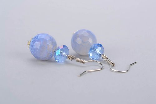 Earrings with aquamarine and crystal - MADEheart.com