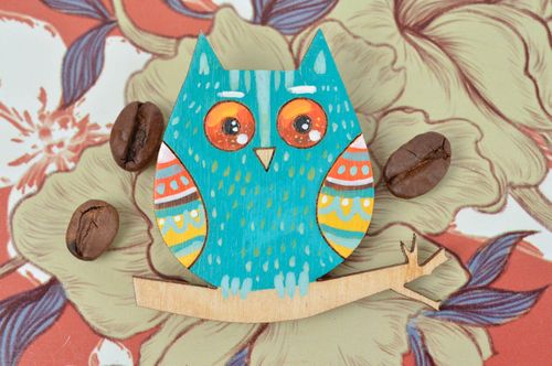 Stylish handmade wooden brooch painted brooch jewelry fashion accessories - MADEheart.com