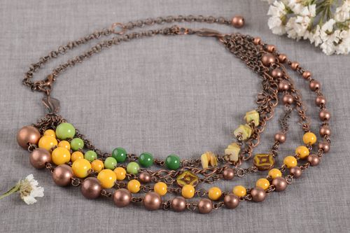 Beautiful handmade beaded necklace glass necklace neck accessories ideas - MADEheart.com