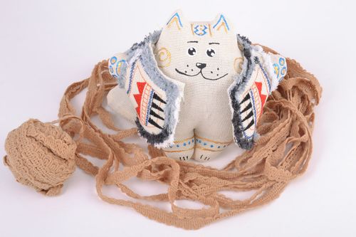 Scented handmade fabric soft toy filled with buckwheat husk Cat - MADEheart.com