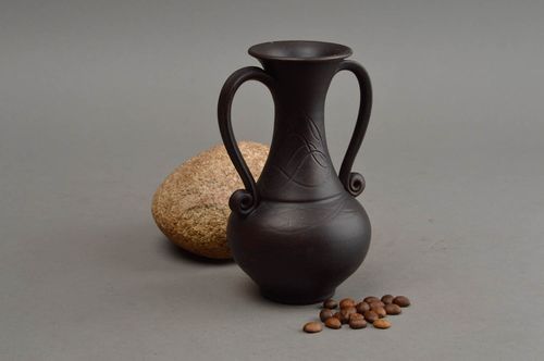3 oz 5 inches ceramic dark brown elegant vase for home décor 0,5 lb - MADEheart.com
