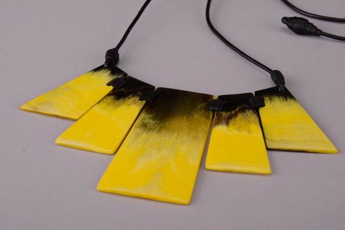 Yellow Necklace Made of Horn - MADEheart.com